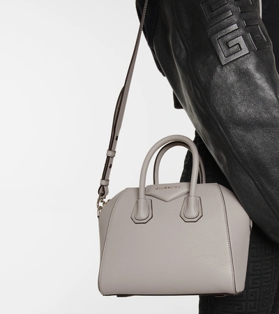 Shop Givenchy Antigona Mini Leather Tote In Grey