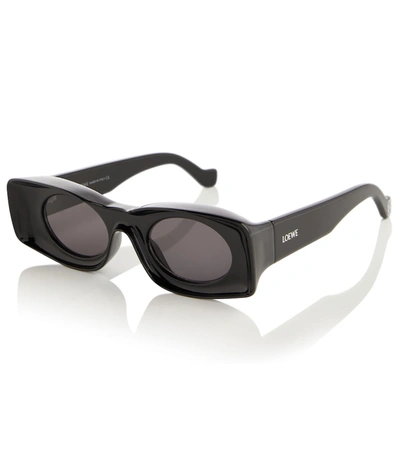 Shop Loewe Paula's Ibiza Rectangular Sunglasses In Black