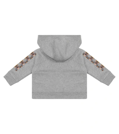 Shop Burberry Baby Thomas Bear Cotton Hoodie In Grey
