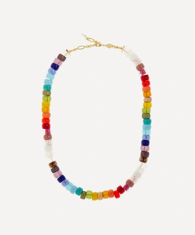 Shop Anni Lu Gold-plated Big Nuanua Beaded Necklace In Rainbow