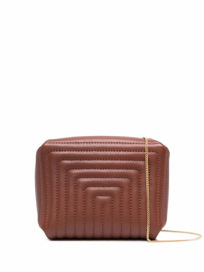 Shop Jil Sander Mini Goji Soft Quilted Bag In Braun