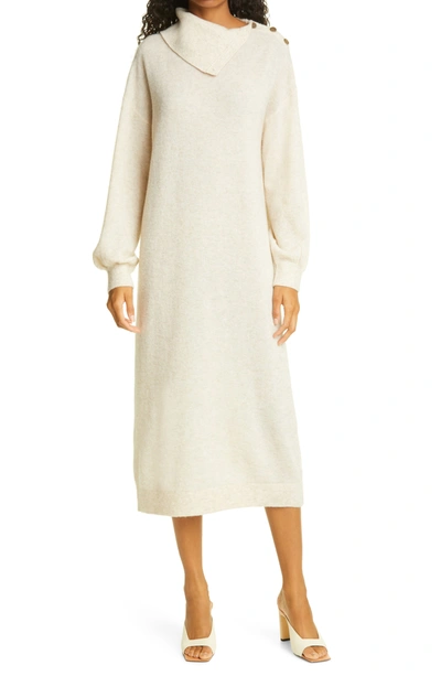 Shop Bytimo Teddy Long Sleeve Stretch Wool Sweater Dress In 982 - Creme
