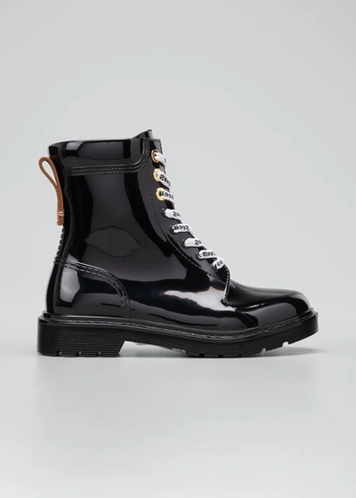 Shop See By Chloé Rubber Lace-up Rain Boots In Black