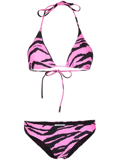Zadig & Voltaire Tiger-print Halterneck Bikini In Rosa | ModeSens