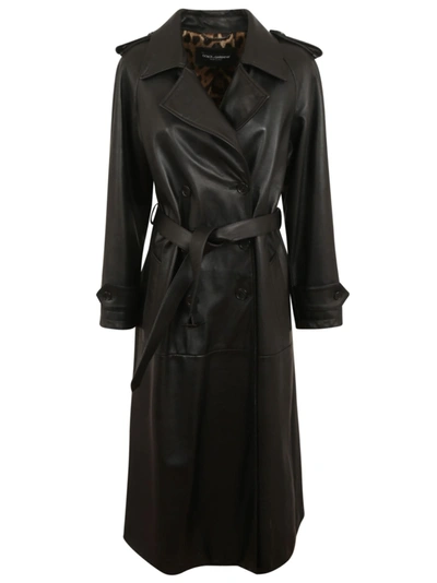 Shop Dolce & Gabbana Classic Leather Trench In Nero