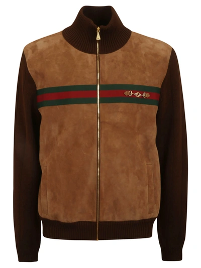 Shop Gucci Web Stripe Detail Turtleneck Bomber