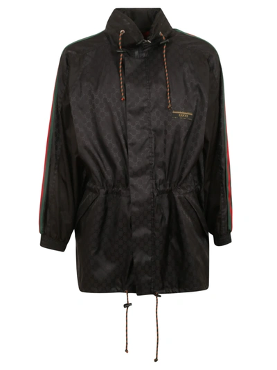 Shop Gucci Web Stripe Sided Logo Raincoat