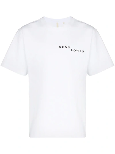 Shop Sunflower Broken Logo Print T-shirt In Weiss