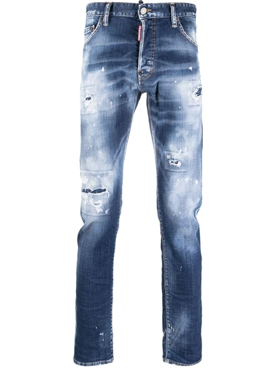 Shop Dsquared2 Bleach-wash Mid-rise Skinny Jeans In Blau