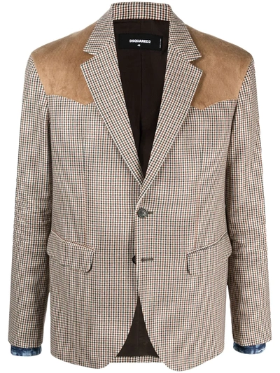 Shop Dsquared2 Checked Wool Blazer In Nude