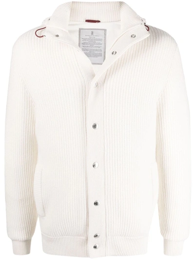 Shop Brunello Cucinelli Feather-down Cashmere Bomber Jacket In Weiss