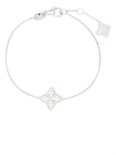 Shop Roberto Coin 18kt White Gold Princess Flower Diamond Bracelet In Weiss