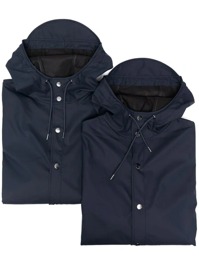 Shop Rains Mid-length Water-resistant Raincoat In Blau