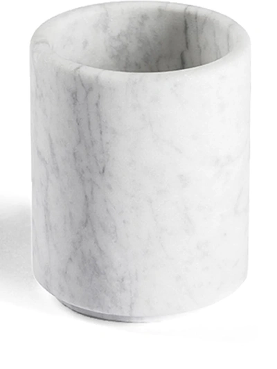 Shop Salvatori Ellipse Marble Container In Weiss