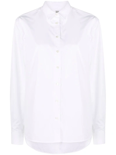 Shop Totême High-low Hem Organic Cotton Shirt In White