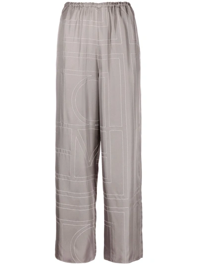 Shop Totême Monogram Silk Pyjama Bottoms In Grau