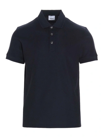 Shop Burberry Piqué Polo Shirt In Navy Color In Blue