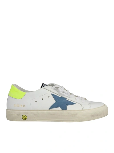 Shop Golden Goose May Sneakers In White And Blue