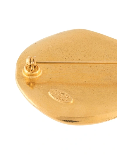 Pre-owned Chanel 1996 Cc Logo Rounded Brooch In Gold