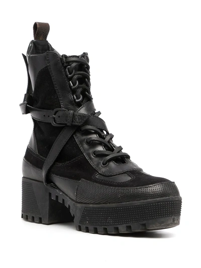 Pre-owned Louis Vuitton  Buckled Combat Boots In Black