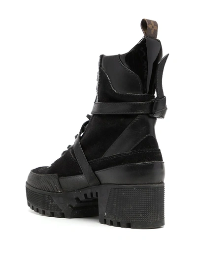 Pre-owned Louis Vuitton  Buckled Combat Boots In Black