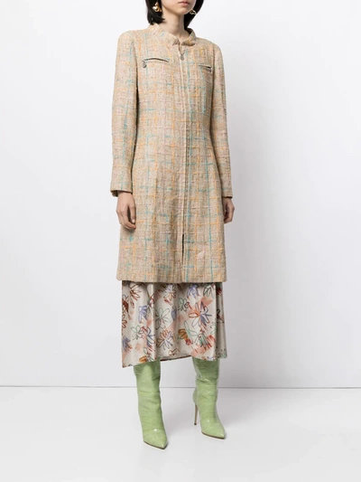 Pre-owned Chanel Zip-up Bouclé Coat In Brown