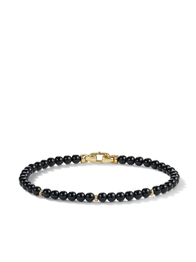 Shop David Yurman 14kt Yellow Gold Bijoux Spiritual Beads Onyx Bracelet In Black