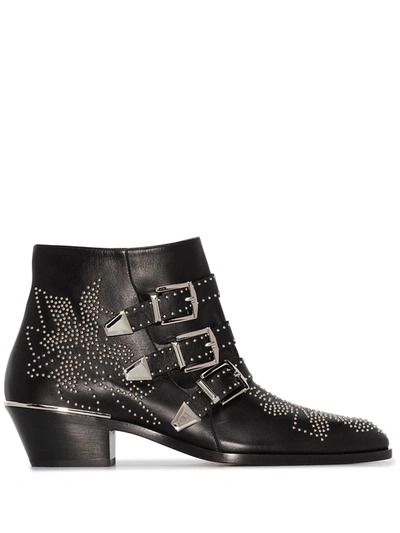 Shop Chloé Susanna 30mm Studded Ankle Boots In Black