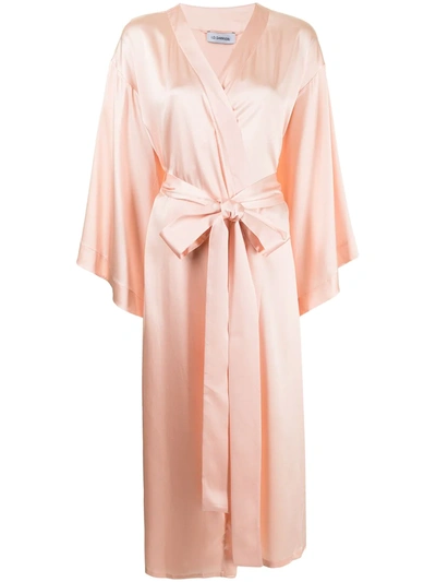 Id Sarrieri Wraparound Silk Robe In 粉色