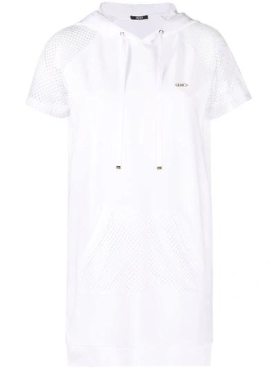 Shop Liu •jo Short-sleeve Drawstring Sweatshirt In 白色