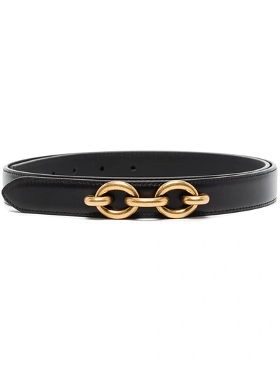 Shop Saint Laurent Cable Clasp Thin Belt In Schwarz