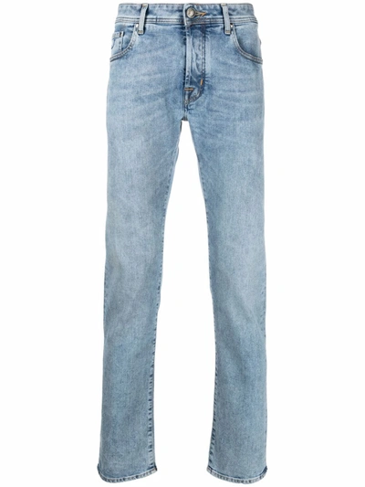 Shop Jacob Cohen Logo-patch Slim Jeans In Blau
