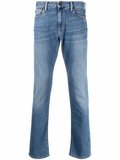 Shop Emporio Armani Mid-rise Straight-leg Jeans In Blau