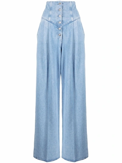 Shop Made In Tomboy High-rise Wide-leg Jeans In Blau