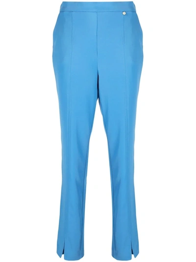 Shop Liu •jo Slim-cut High-waisted Trousers In Blau