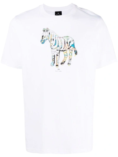 Shop Ps By Paul Smith Zebra Print T-shirt In Weiss