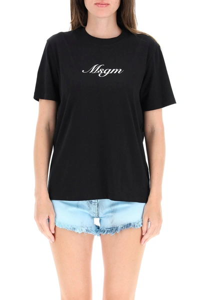 Shop Msgm Italic Logo T-shirt In Mixed Colours