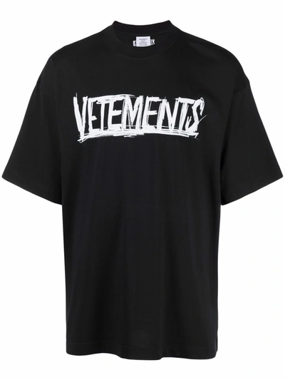 Shop Vetements Cotton T-shirt With Logo In Black