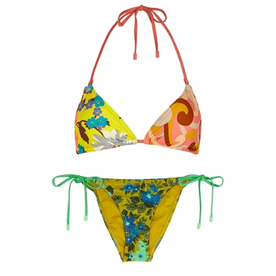 Shop Zimmermann Estelle Printed Halterneck Bikini In Multicoloured