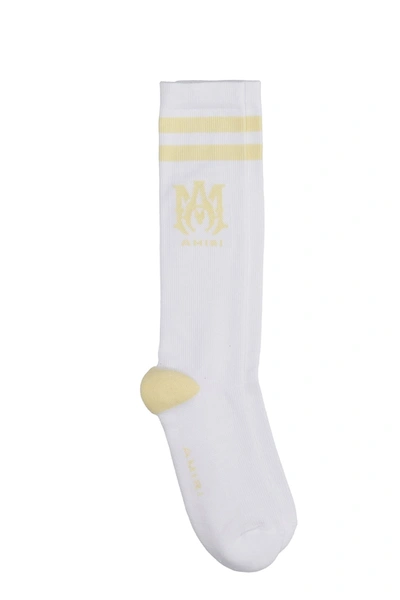 Shop Amiri Socks In Yellow Cotton