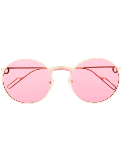 Shop Cartier C De  Round-frame Sunglasses In Gold