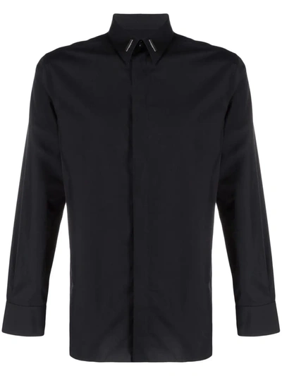 Givenchy Man Black Poplin Shirt With Metal Details | ModeSens