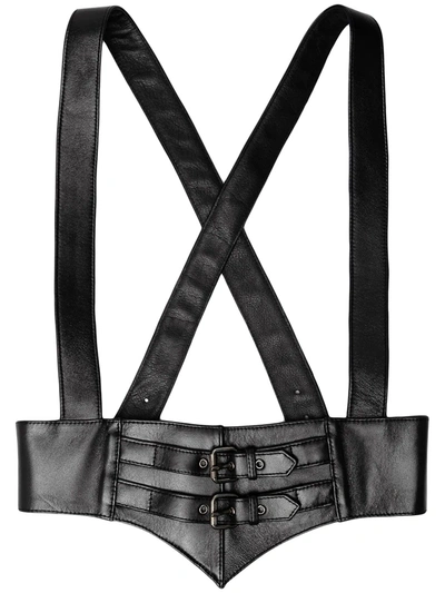 Shop Alessandra Rich Brace Leather Belt In Schwarz