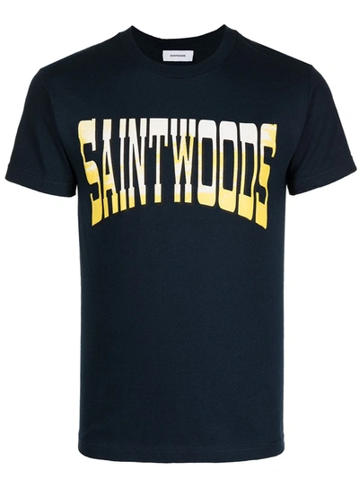Shop Saintwoods Big Mountain Logo T-shirt In Blau