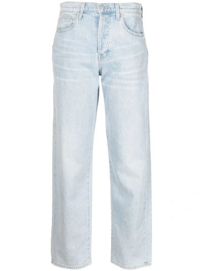 Shop Veronica Beard Blake High-rise Straight-leg Jeans In Blau
