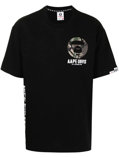 Shop Aape By A Bathing Ape Logo Print T-shirt In Schwarz