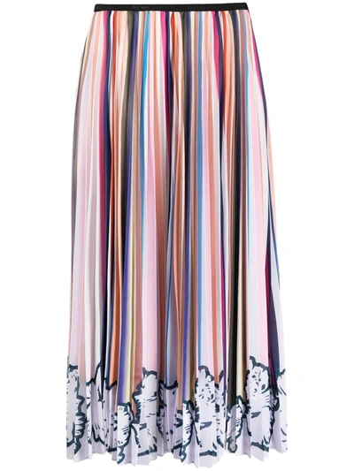 Shop Paul Smith Striped Midi Skirt In Mixed Colours