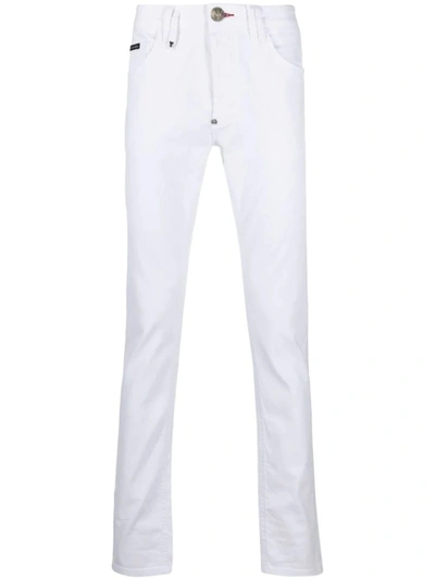 Shop Philipp Plein Istitutional Super Straight-cut Jeans In White