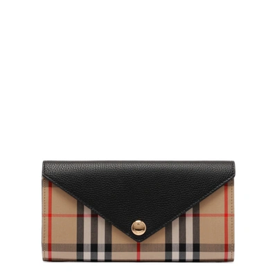 Shop Burberry Vintage Check And Leather Continental Wallet In Brown