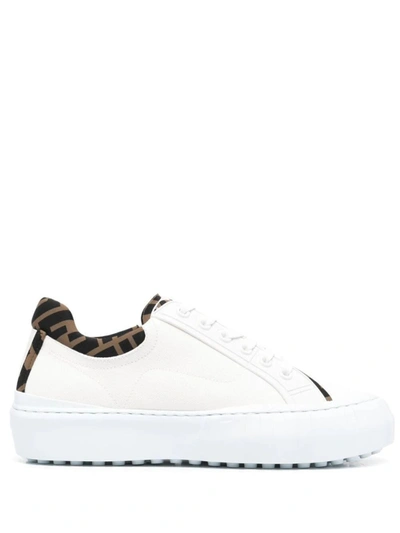 Shop Fendi Low-top Logo Trim Force Sneaker, White
